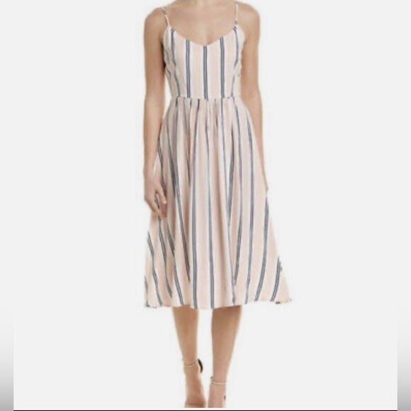 BB Dakota Salmon Navy & White Striped Sundress size Small - Picture 6 of 7